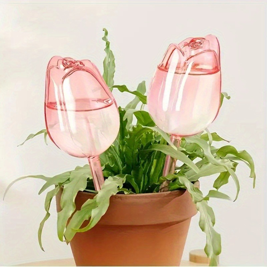 透明な厚手のPET製チューリップ型自動給水スパイク、室内鉢植 - Plant Parenting のレビューと価格