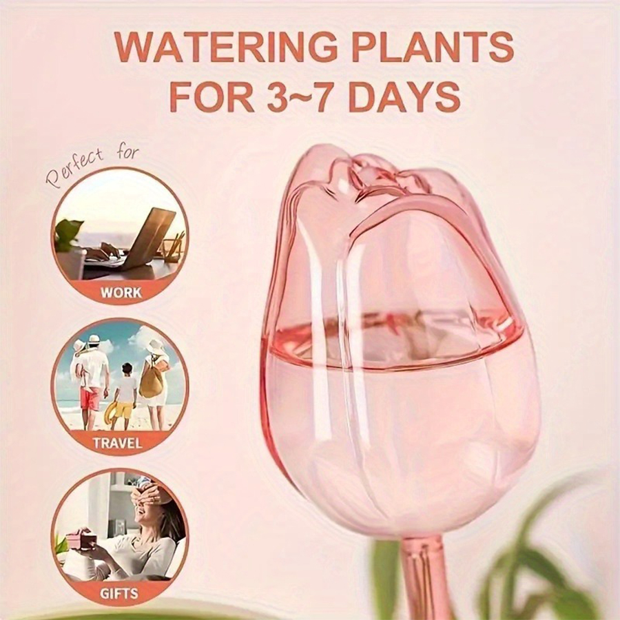 透明な厚手のPET製チューリップ型自動給水スパイク、室内鉢植 - Plant Parenting のレビューと価格